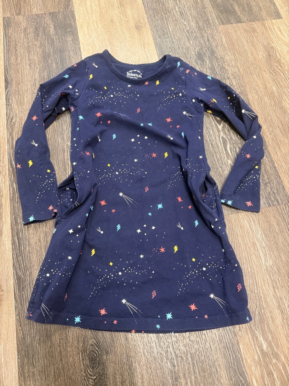 THE MIGHTY COMPANY Navy Long Sleeve Dress with Colorful Space Motifs